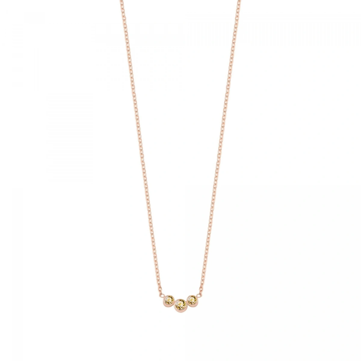 3 Taşlı Sarı Rengarenk Altın Kolye