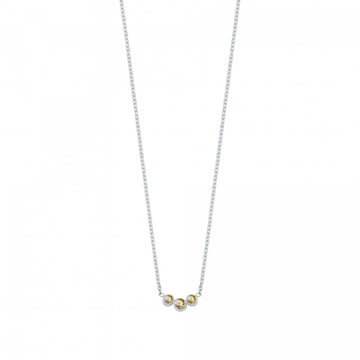 3 Taşlı Sarı Rengarenk Altın Kolye