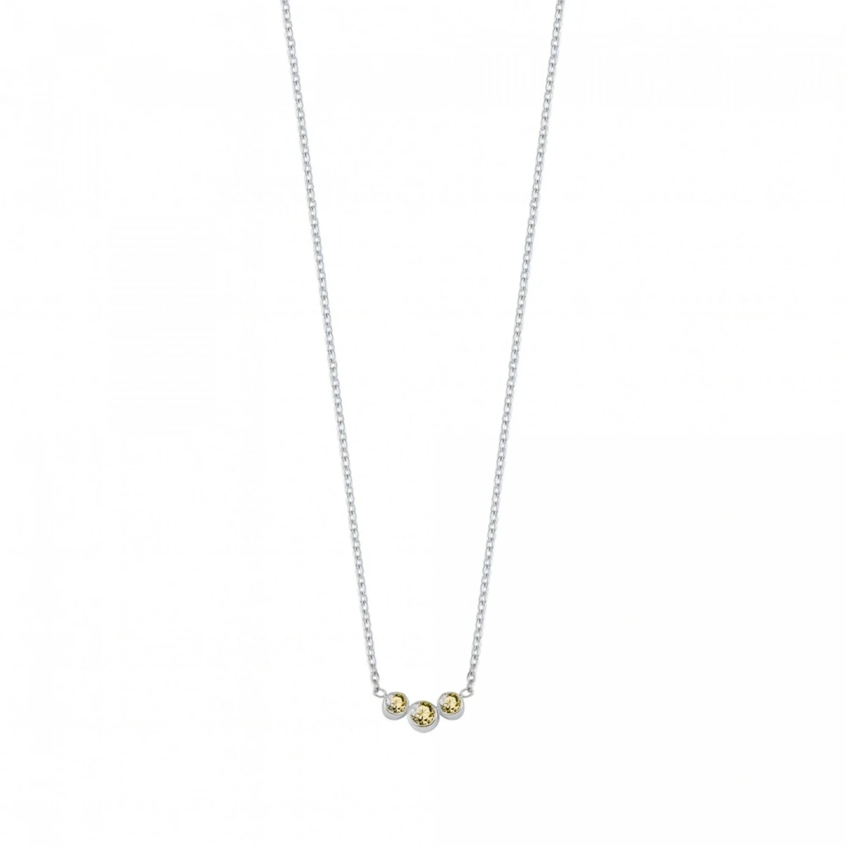 3 Taşlı Sarı Rengarenk Altın Kolye