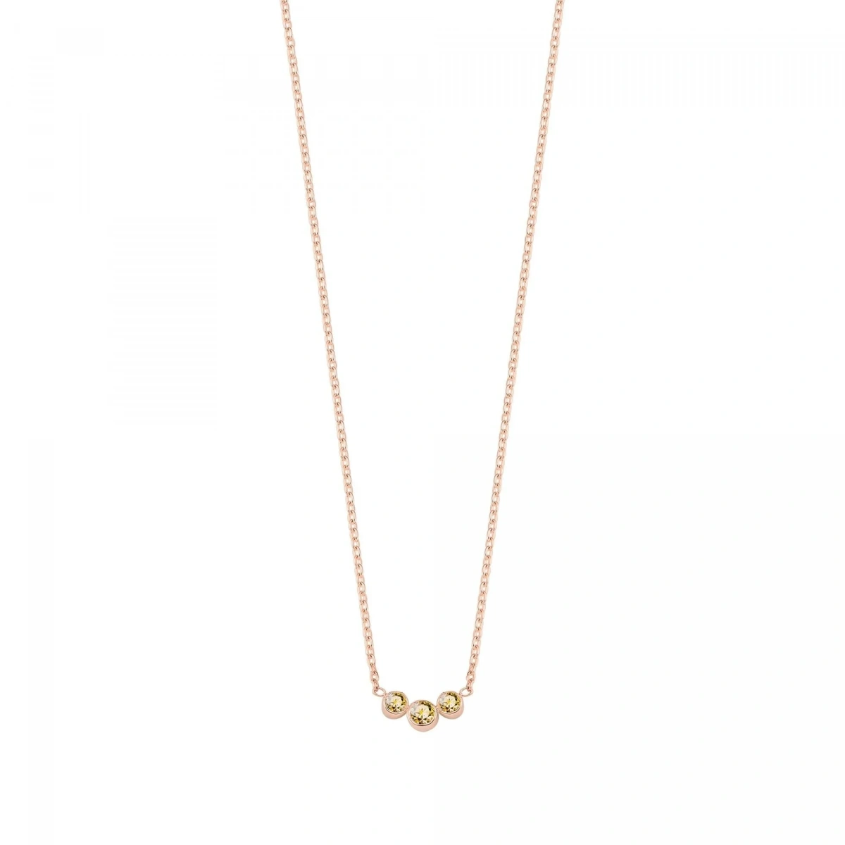 3 Taşlı Sarı Rengarenk Altın Kolye