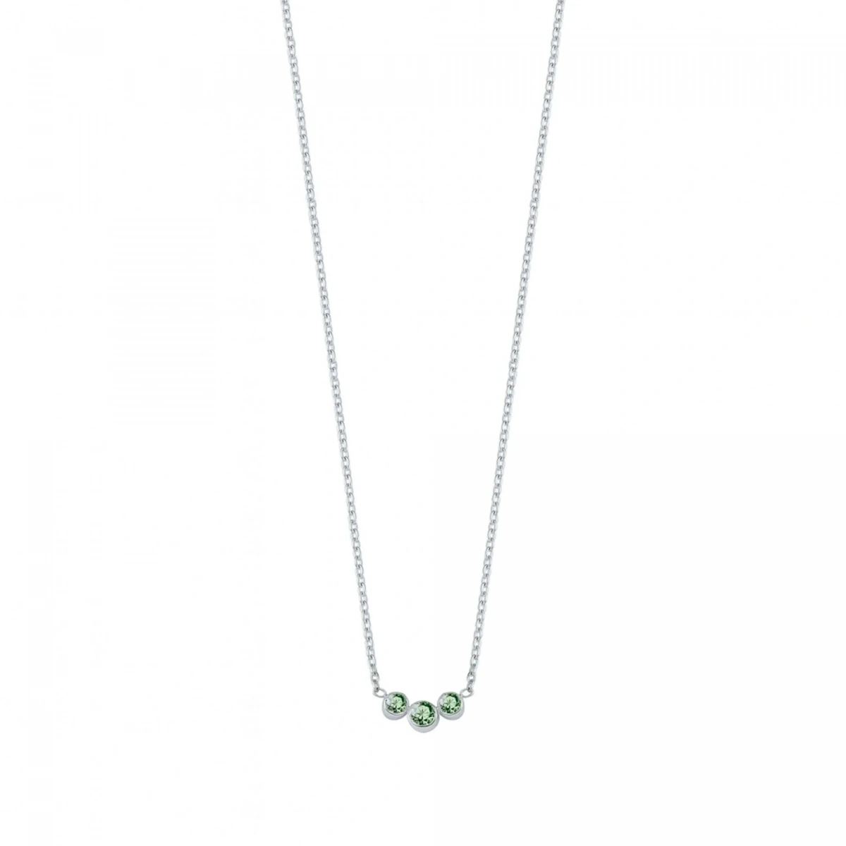 3 Taşlı Yeşil Rengarenk Altın Kolye