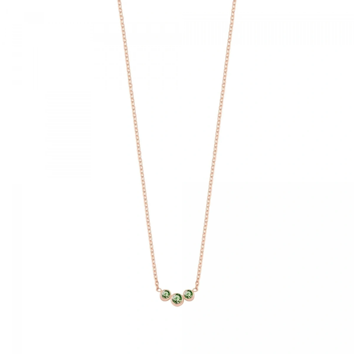 3 Taşlı Yeşil Rengarenk Altın Kolye