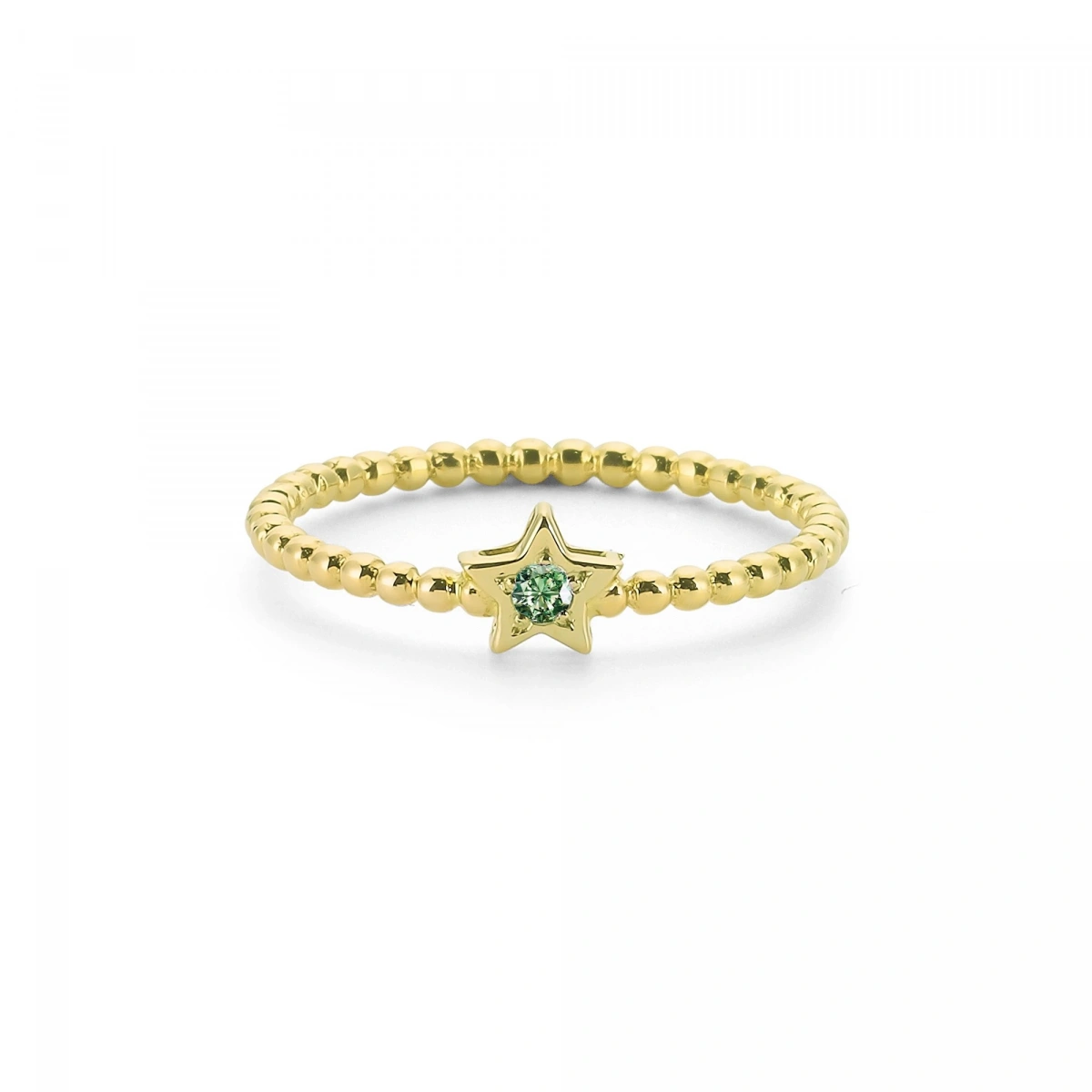 Renkli Yıldız Yeşil Taşlı Altın Yüzük