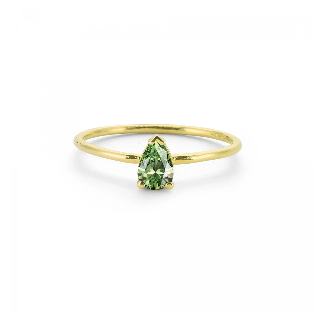 Renkli Yeşil Damla Taşlı Altın Yüzük