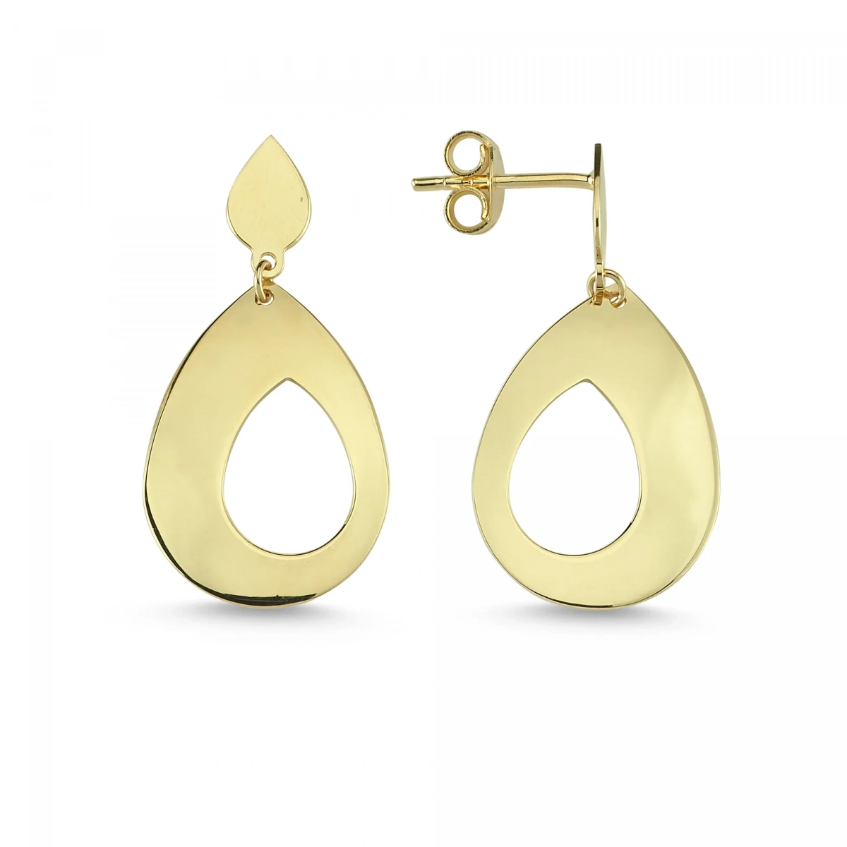 Damla Sallantılı Altın Küpe