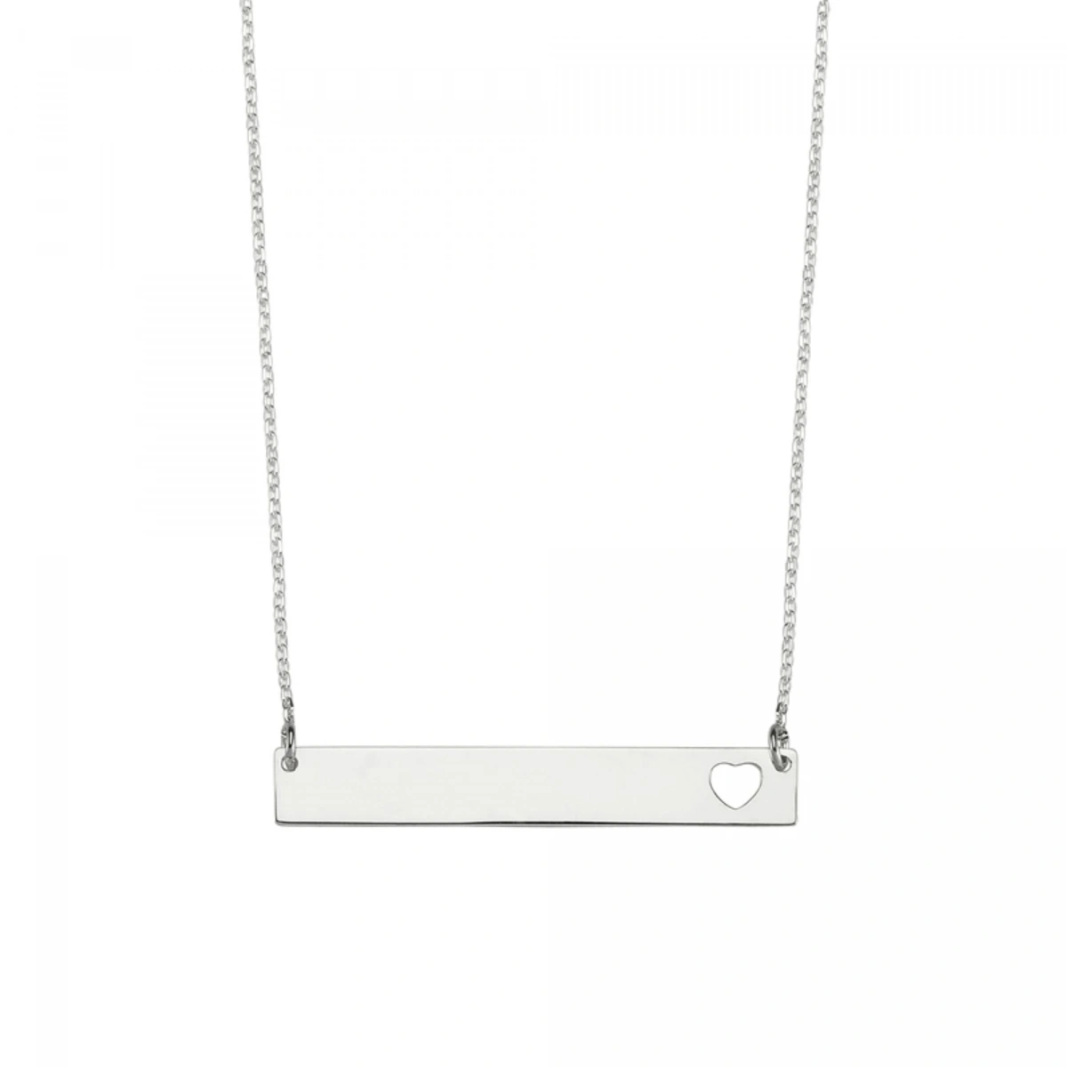 Lazer Kesim Yatay Plaka Kalpli İsim Kolye