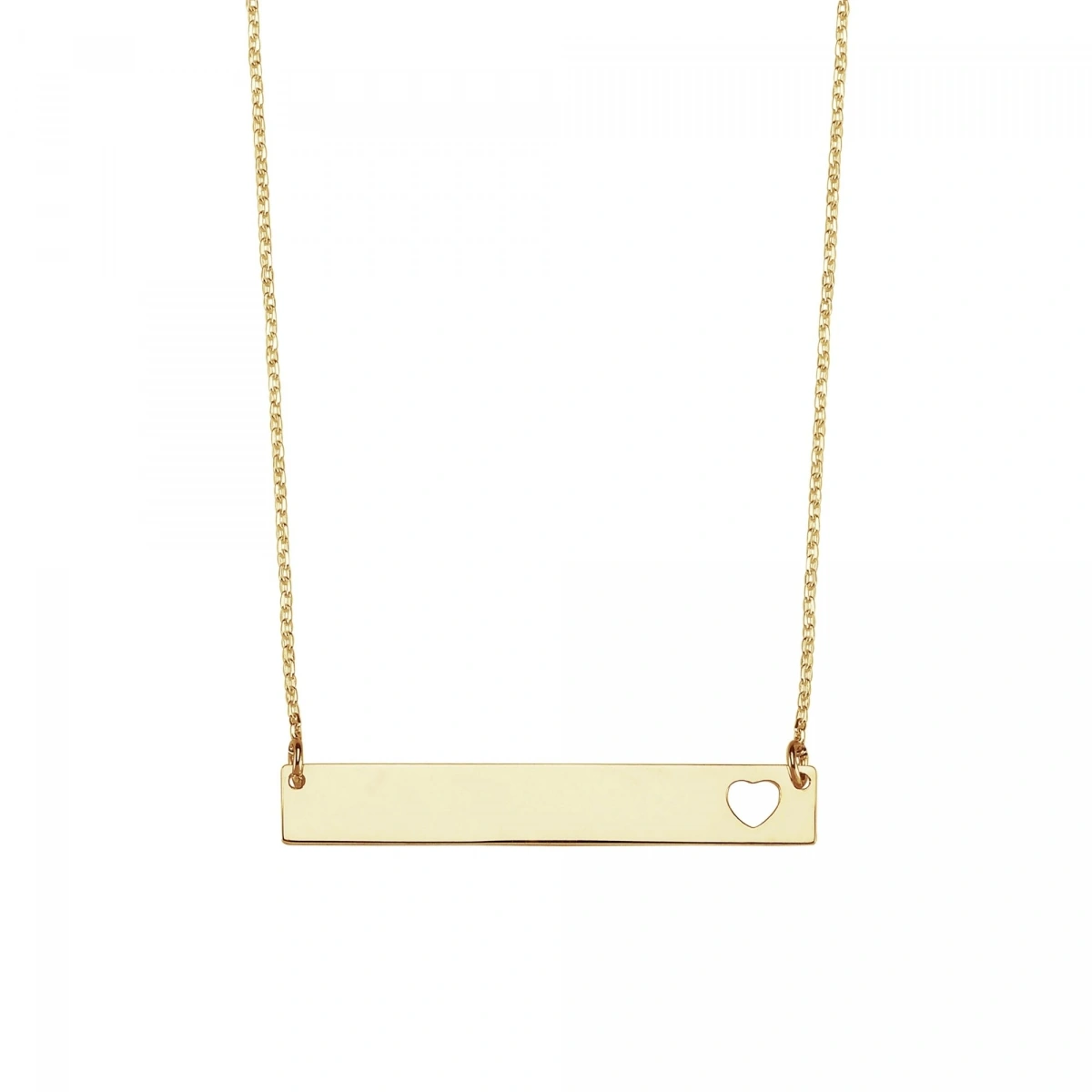 Lazer Kesim Yatay Plaka Kalpli İsim Kolye