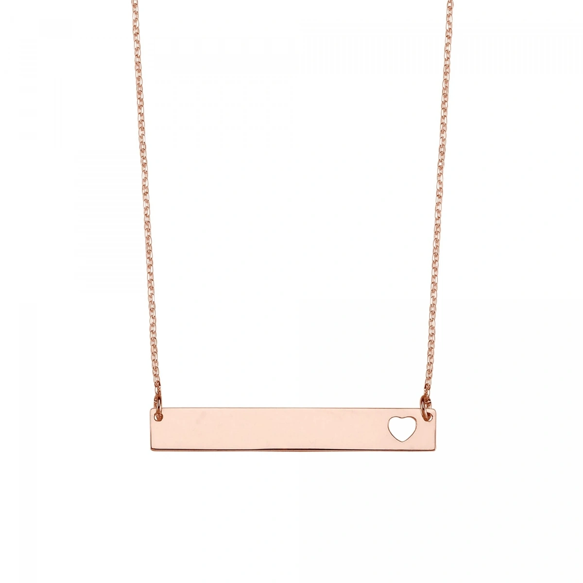 Lazer Kesim Yatay Plaka Kalpli İsim Kolye