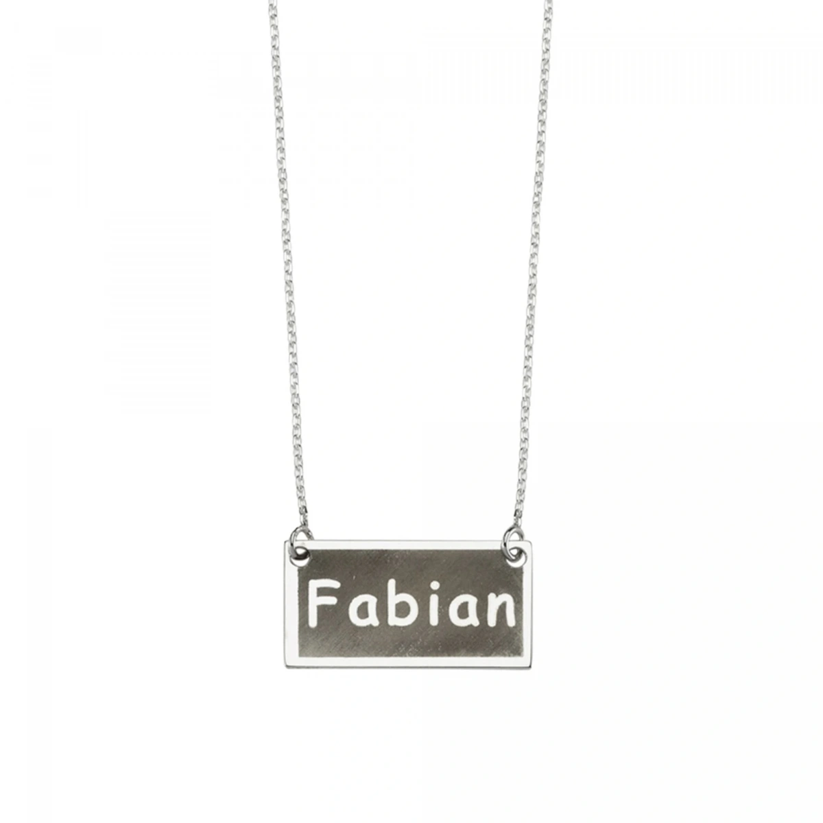 Lazer Kesim Dikdörtgen Plaka İsim Kolye