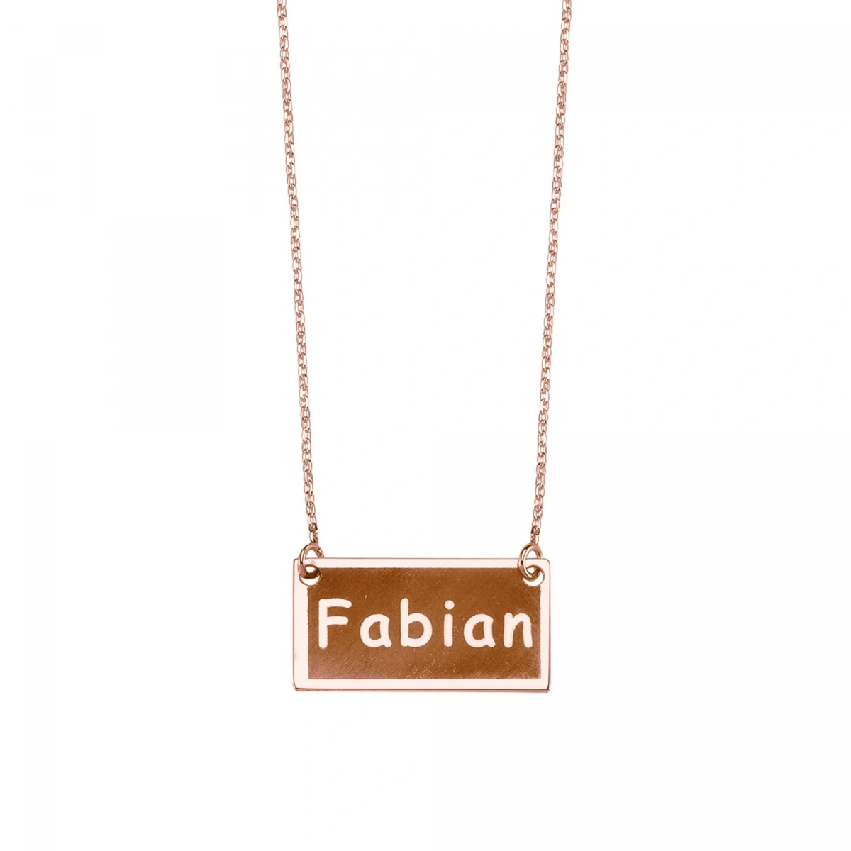 Lazer Kesim Dikdörtgen Plaka İsim Kolye