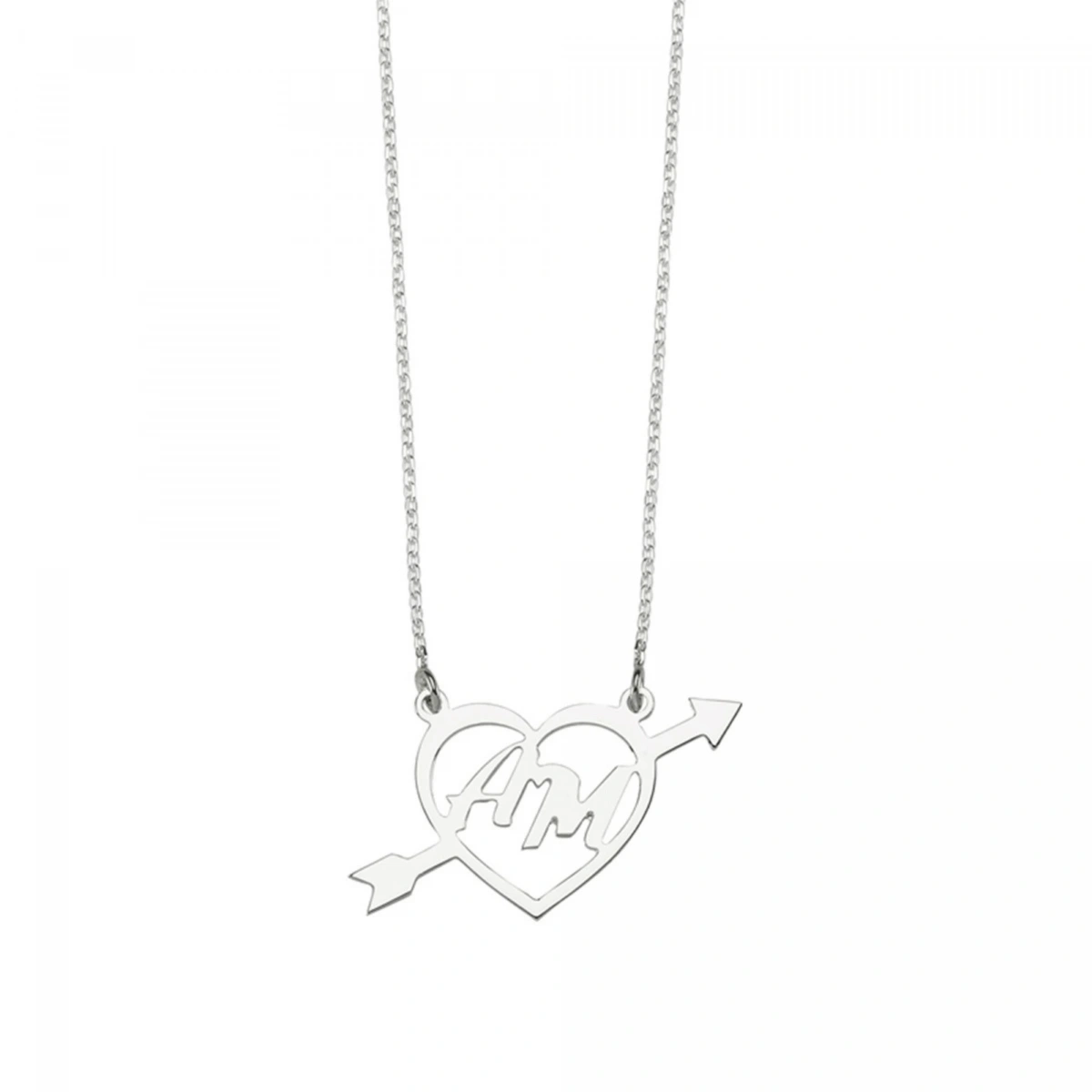 Lazer Kesim Plaka İki Harfli Kalp Kolye