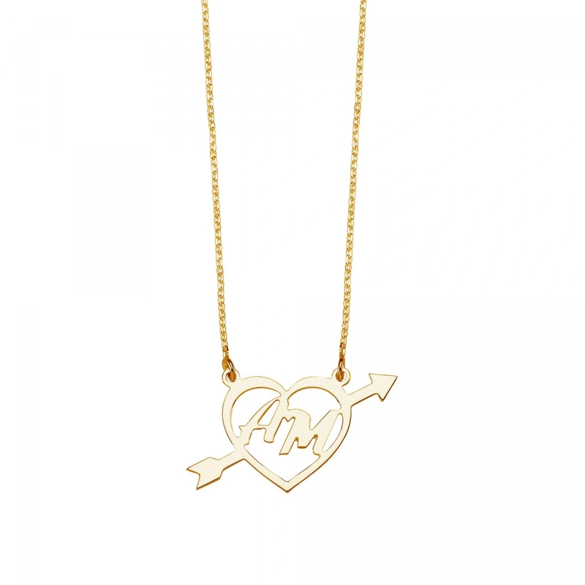 Lazer Kesim Plaka İki Harfli Kalp Kolye