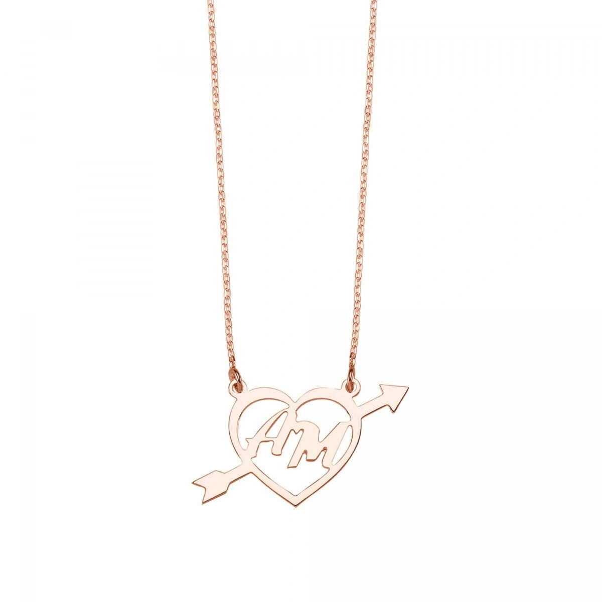 Lazer Kesim Plaka İki Harfli Kalp Kolye