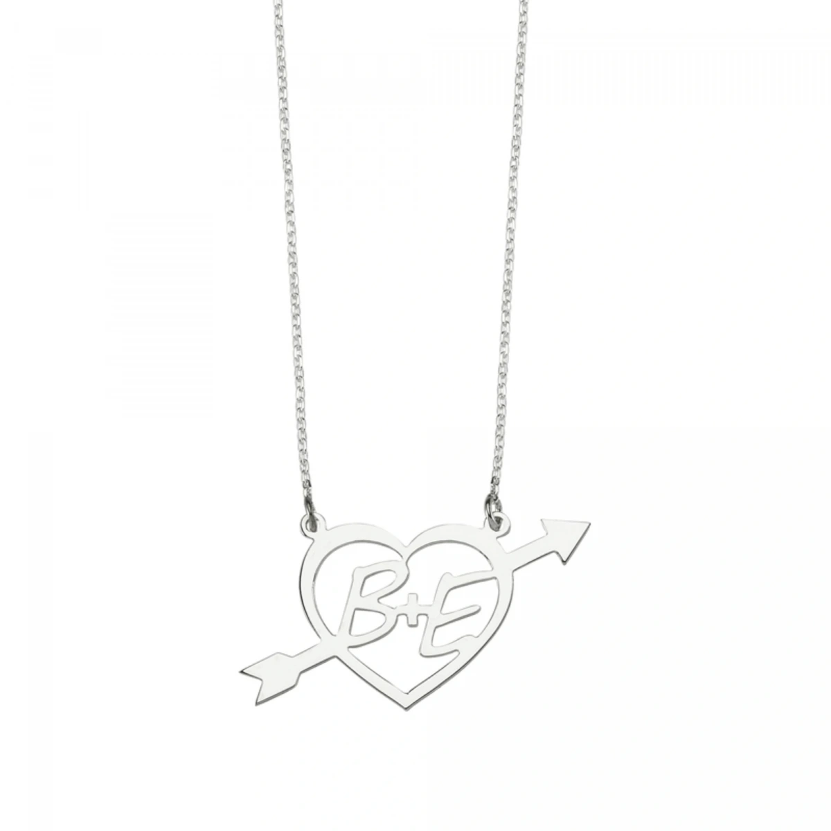 Lazer Kesim Plaka İki Harfli Kalp Kolye