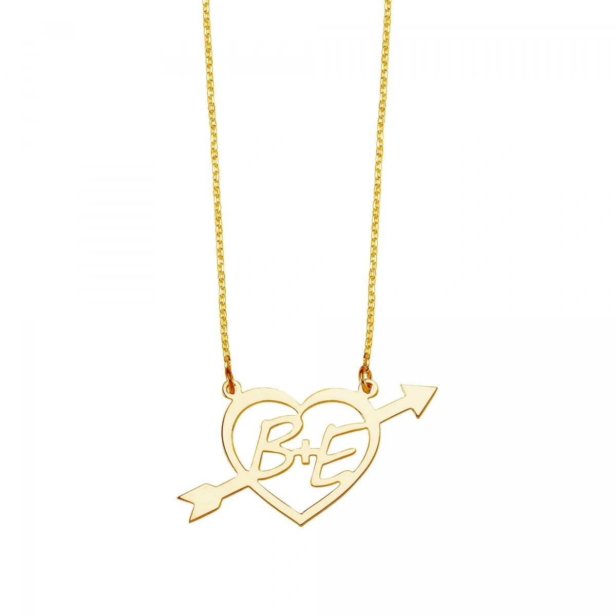 Lazer Kesim Plaka İki Harfli Kalp Kolye