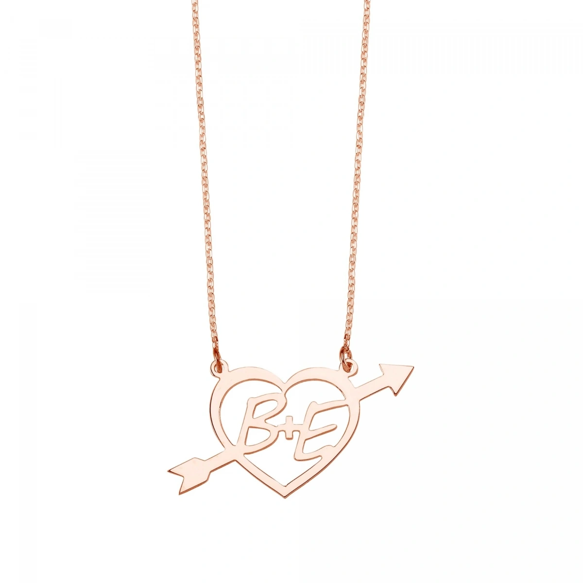 Lazer Kesim Plaka İki Harfli Kalp Kolye