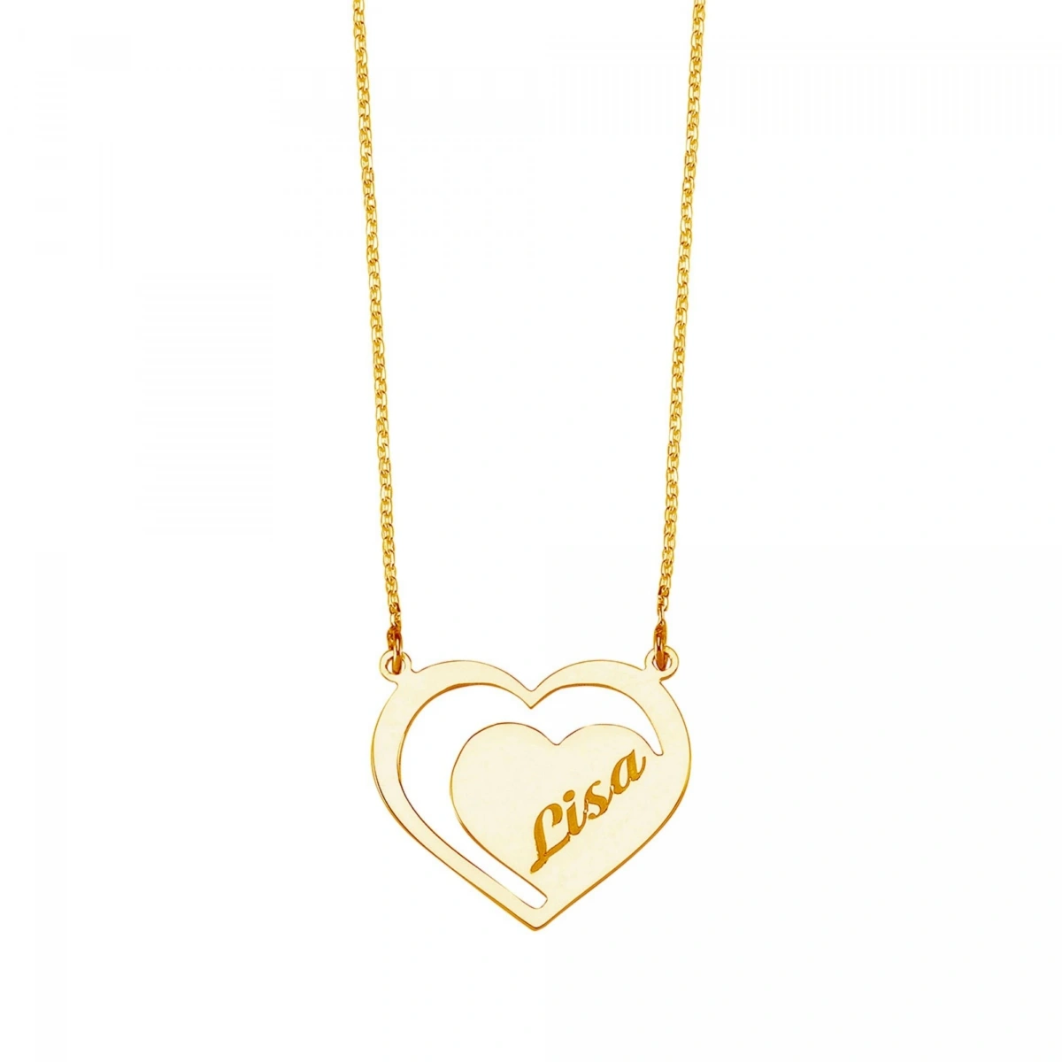 Lazer Kesim İsimli Kalp  Kolye