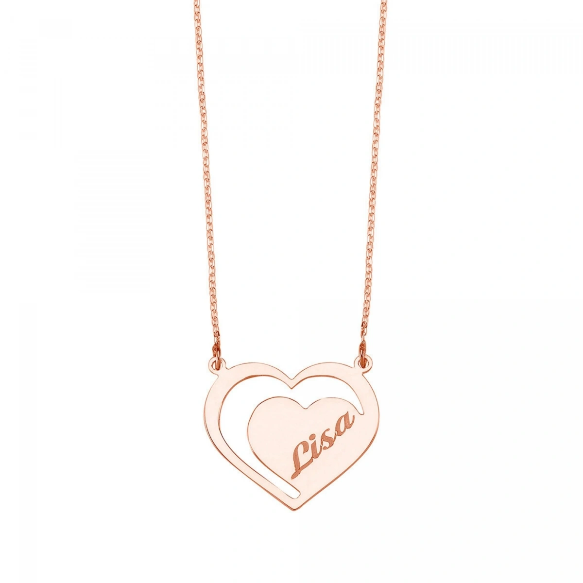 Lazer Kesim İsimli Kalp  Kolye