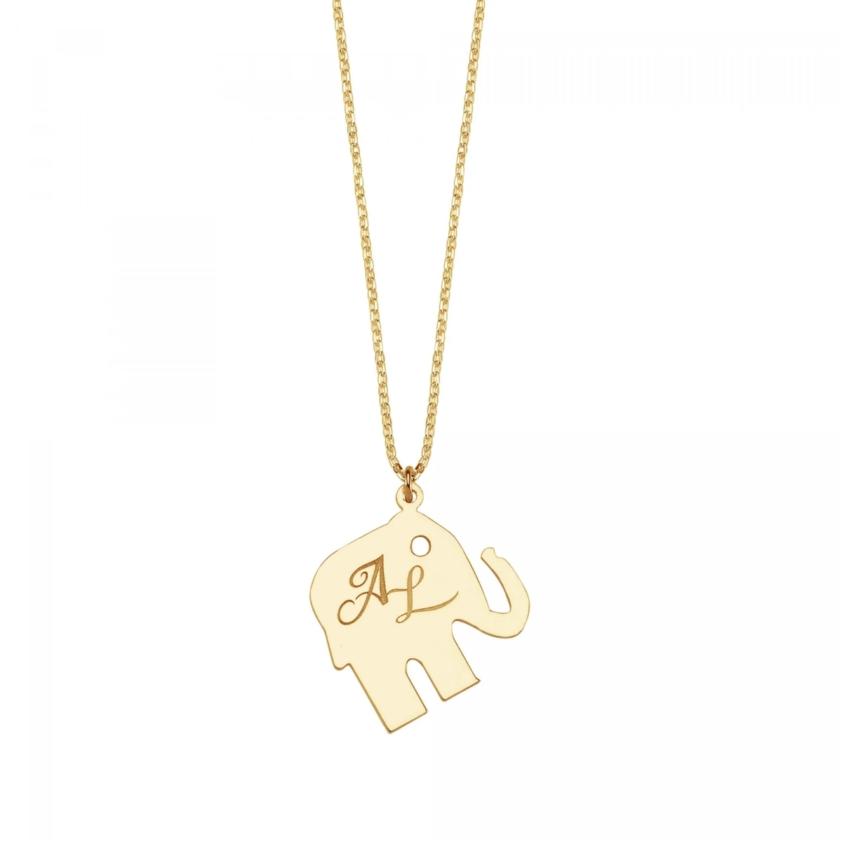 Lazer Kesim Harfli Büyük Boy Fil Kolye