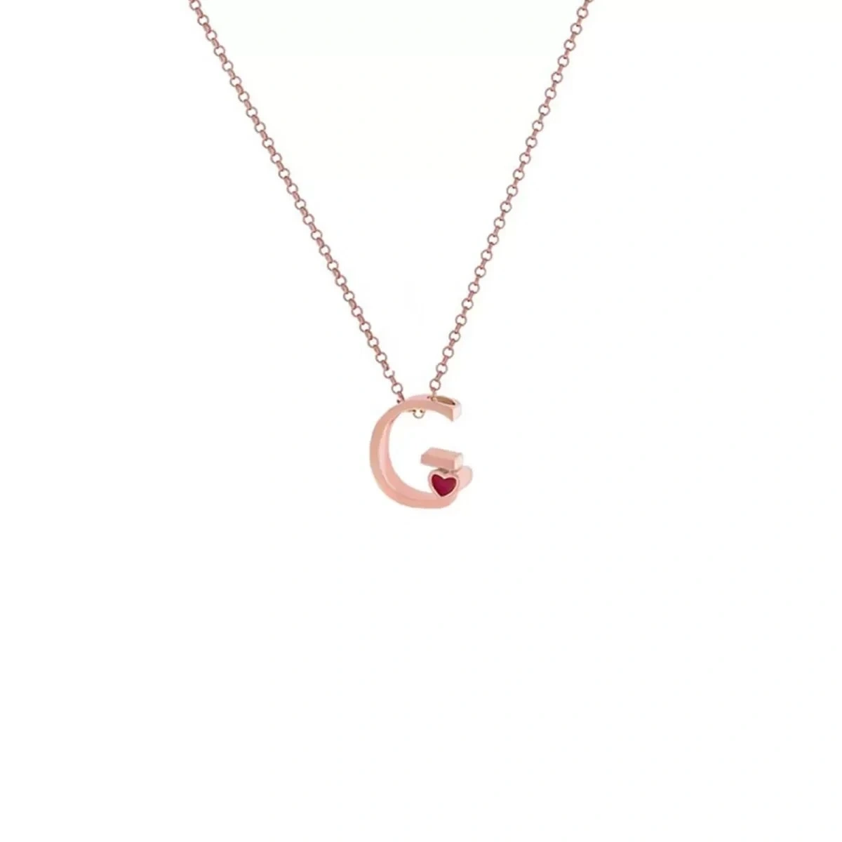 G Harfi Kalpli Gümüş Kolye