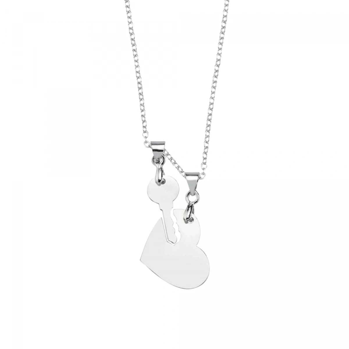 Lazer Kesim Kalp ve Anahtar Çift Kolye