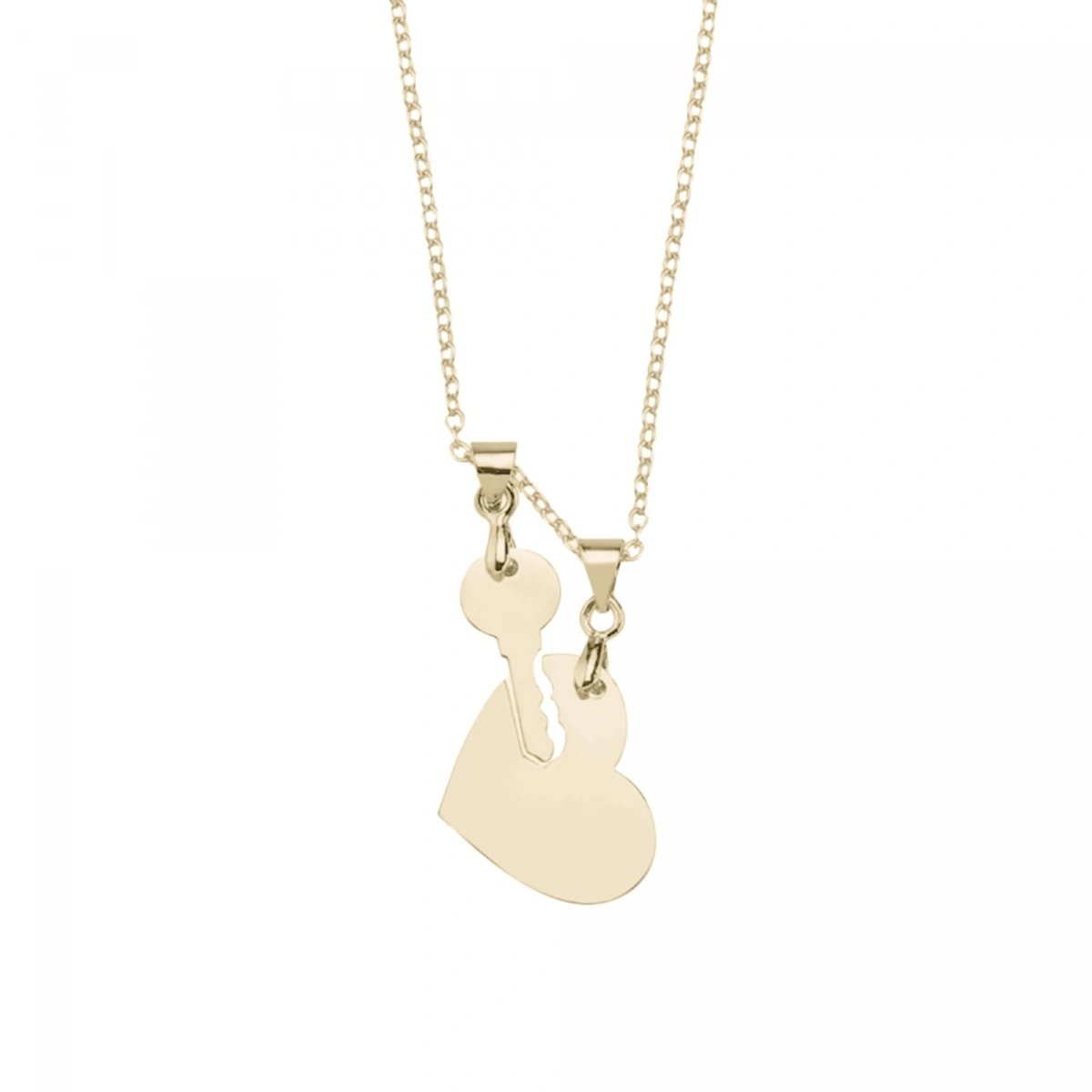 Lazer Kesim Kalp ve Anahtar Çift Kolye