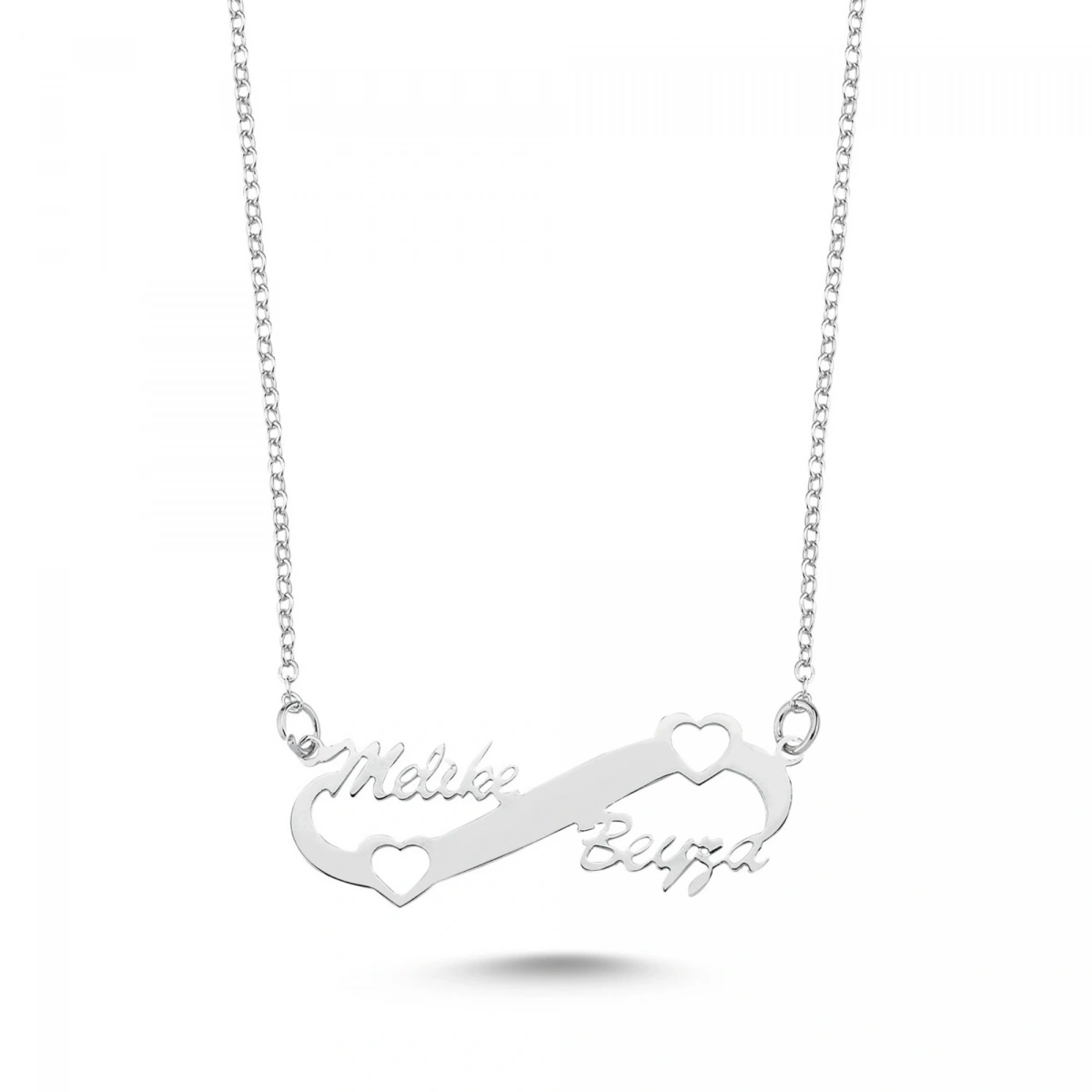 Lazer Kesim Sonsuzluk Kalp İsim Kolye