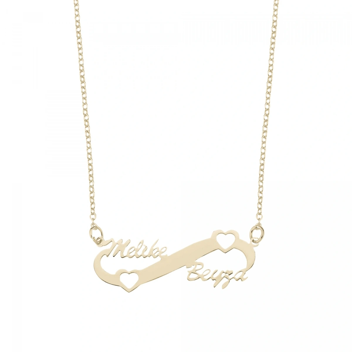 Lazer Kesim Sonsuzluk Kalp İsim Kolye