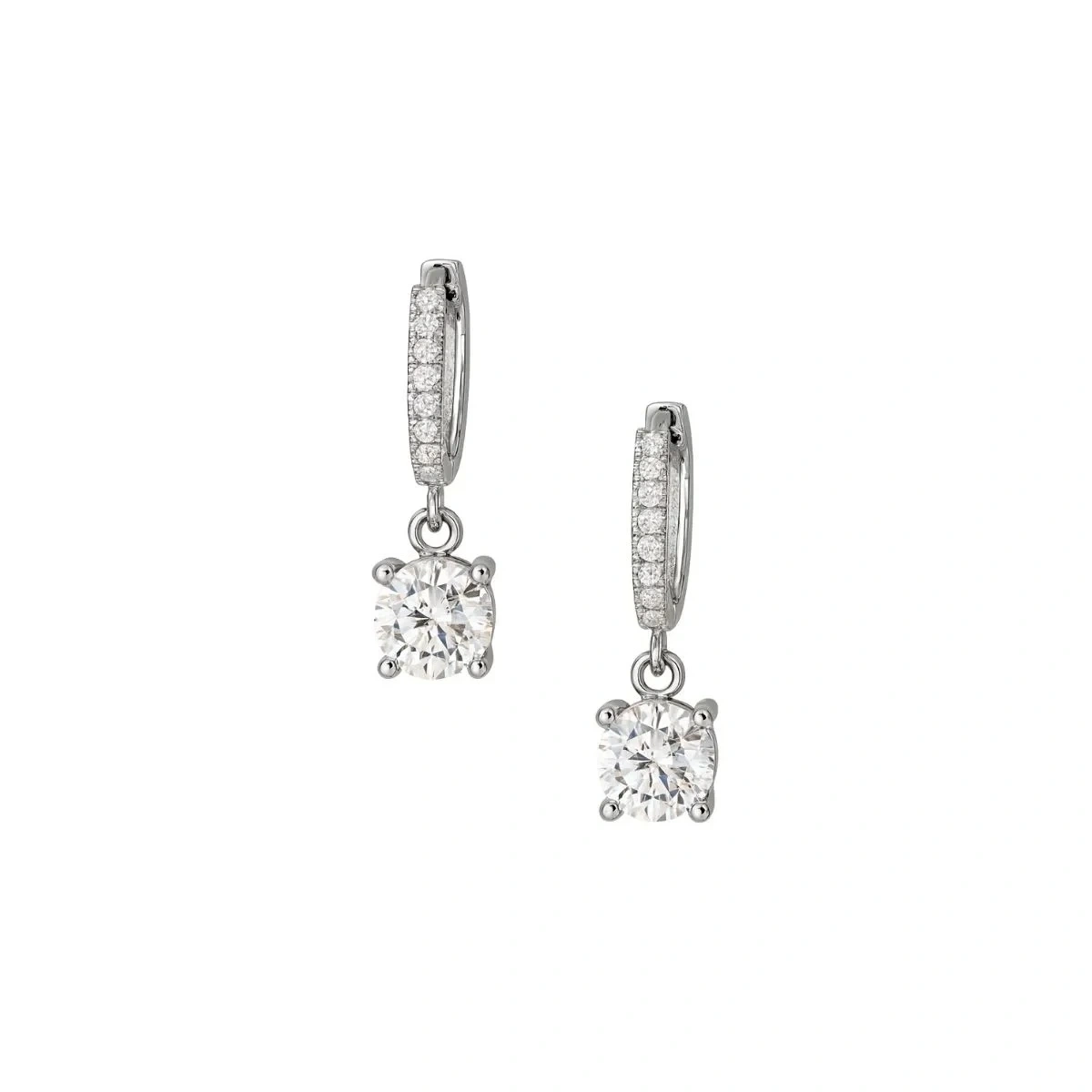 Taşlı Tek Taş Sallantılı Gümüş Küpe