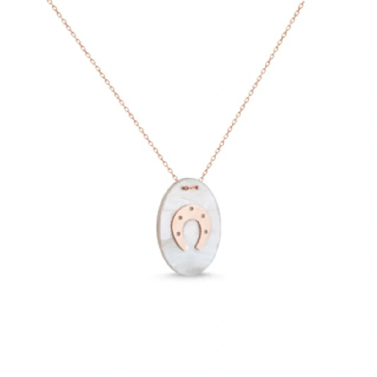 Elips Sedefli At Nalı Kolye