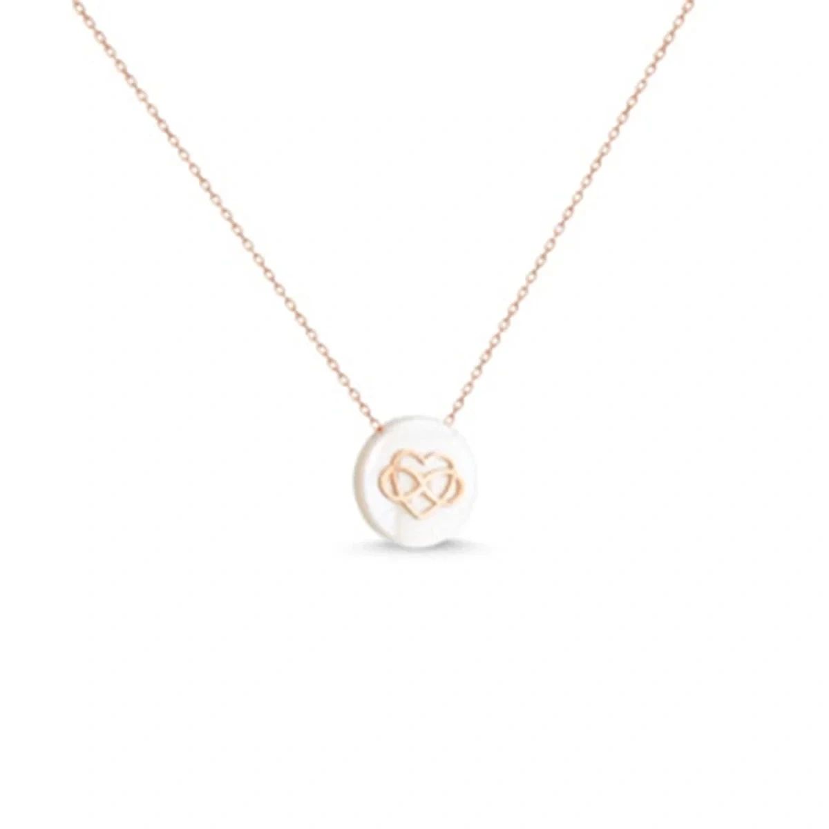 Elip Sedefli Sonsuzluk Kalp Kolye