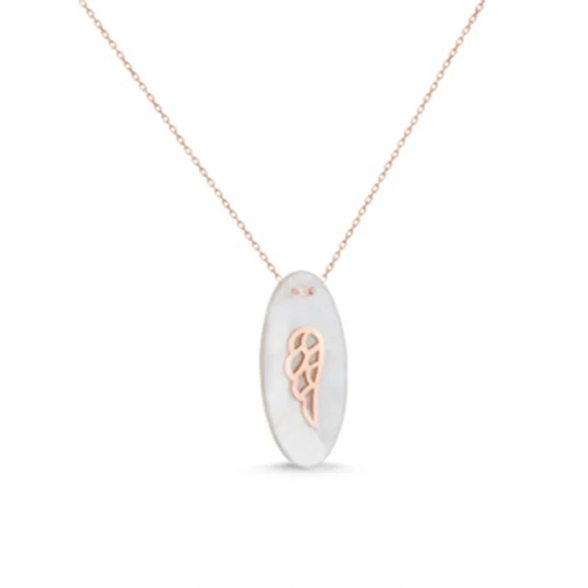 Elips Sedefli Tek kanat Kolye