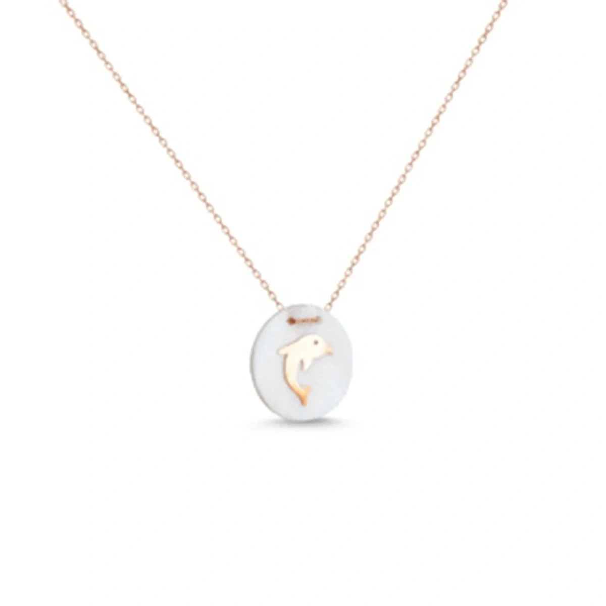 Elips Sedefli Yunus Balığı Kolye