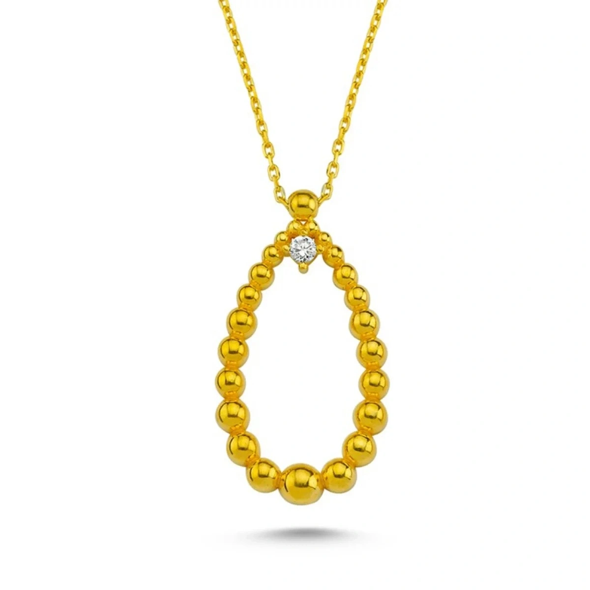 Toplu Damla Form Tek Taşlı Modern Kolye