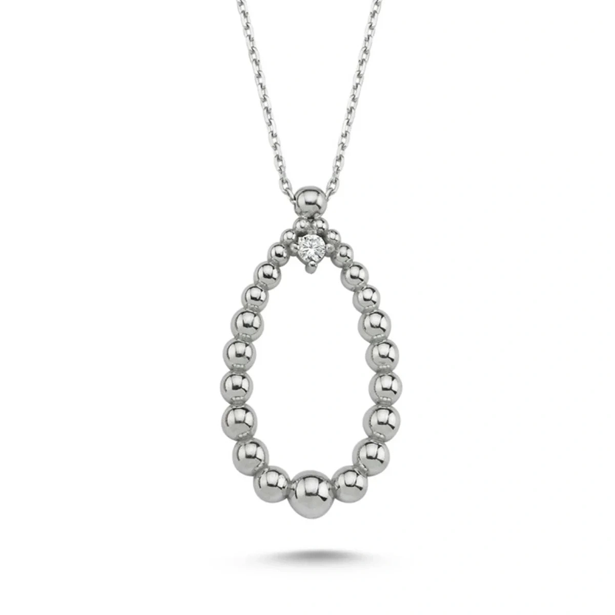 Toplu Damla Form Tek Taşlı Modern Kolye