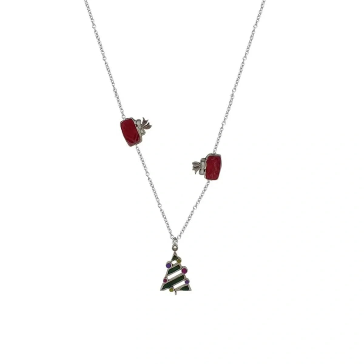 Çam Ağacı Yılbaşı Konsept Gümüş Kolye