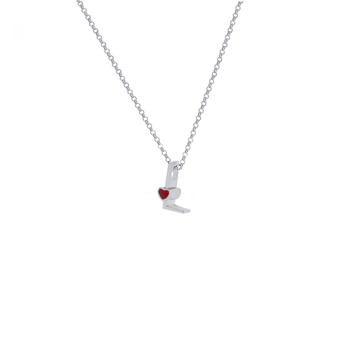 L Harfi Kalpli Gümüş Kolye