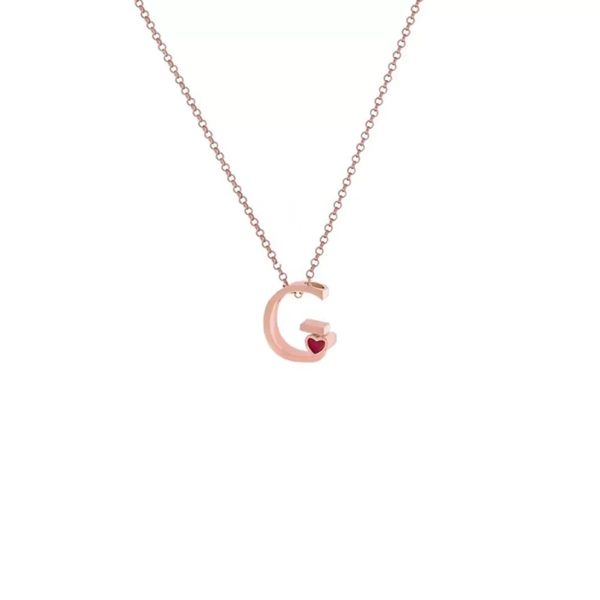 G Harfi Kalpli Gümüş Kolye