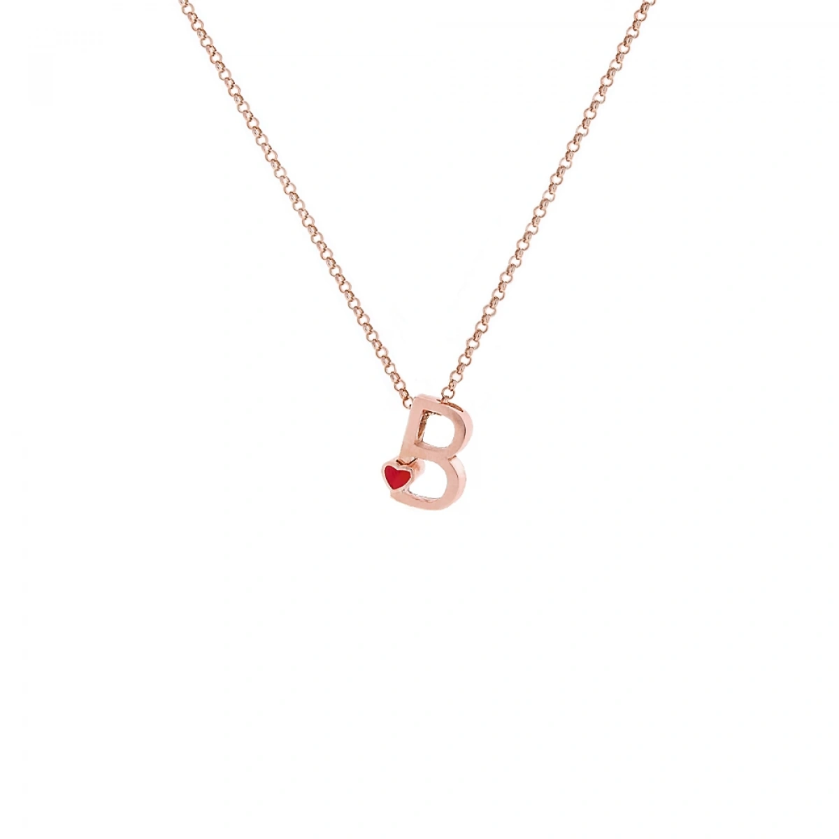 B Harfi Kalpli Gümüş Kolye