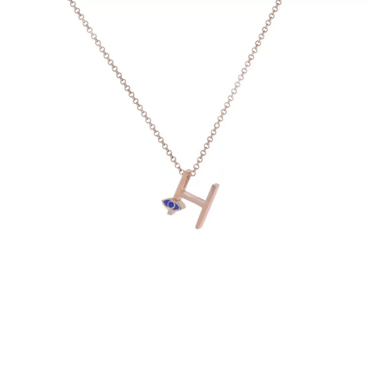 H Harfi Gözlü Gümüş Kolye