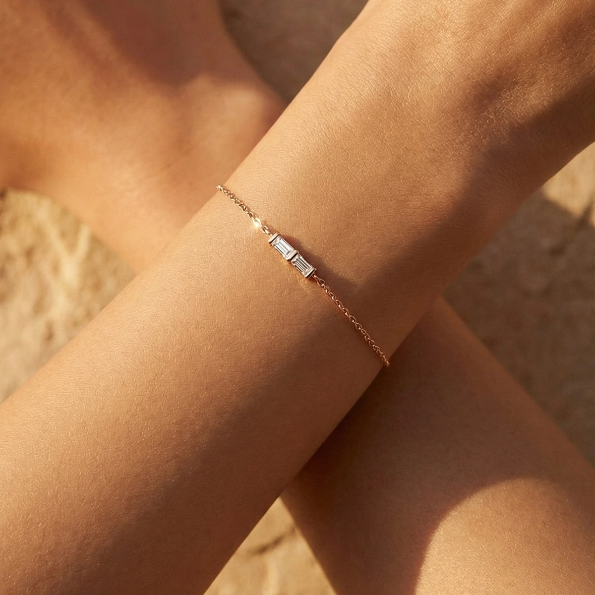 Baget Taşın Zarifliği Altın Bileklik