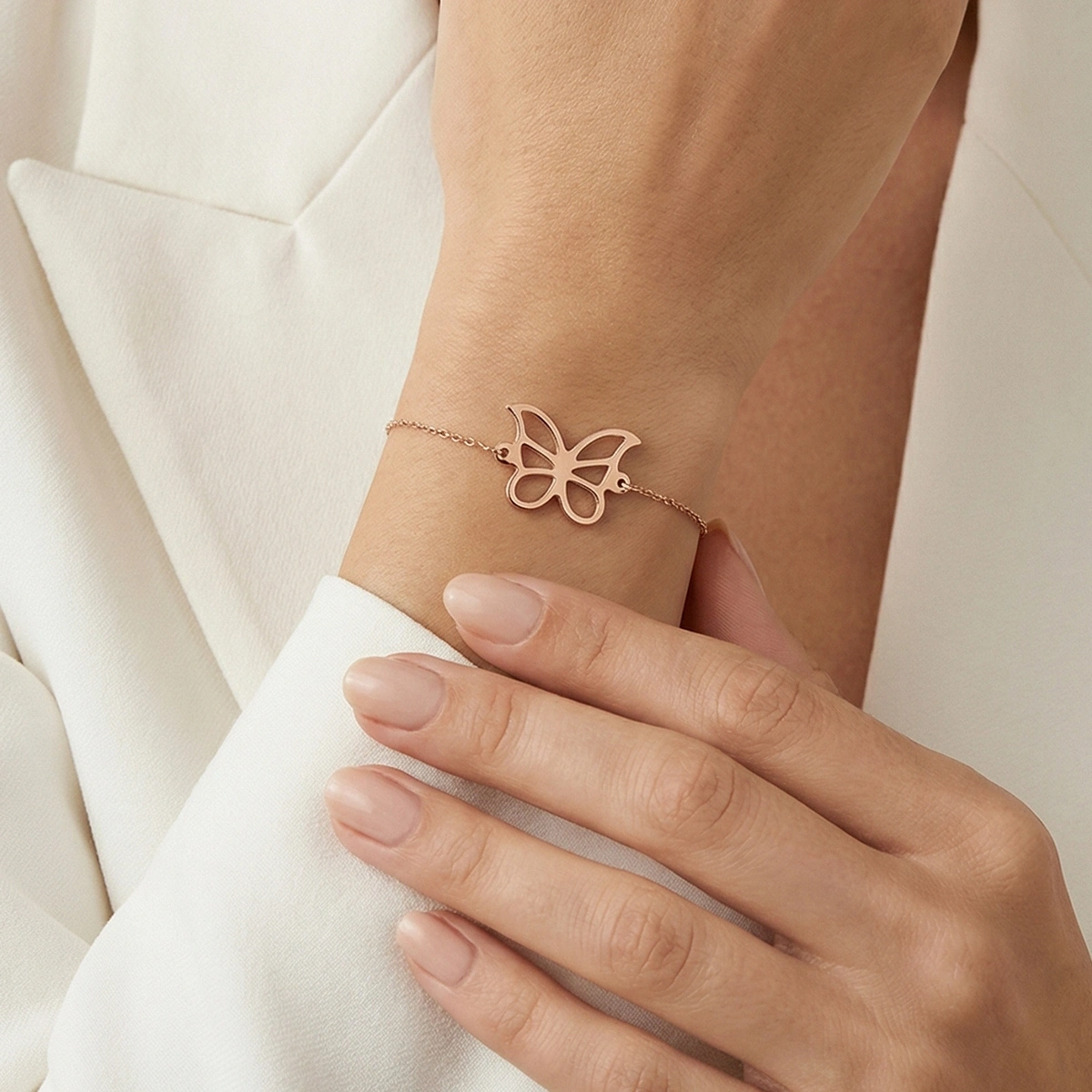 Bahar Kelebeği Plaka Altın Bileklik
