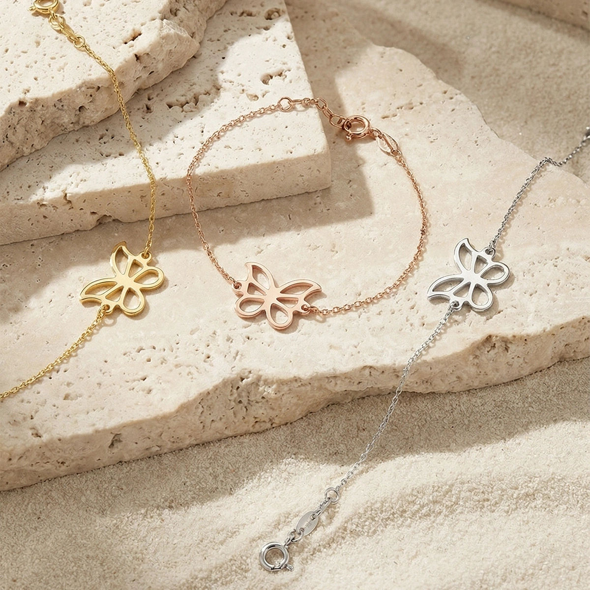 Bahar Kelebeği Plaka Altın Bileklik