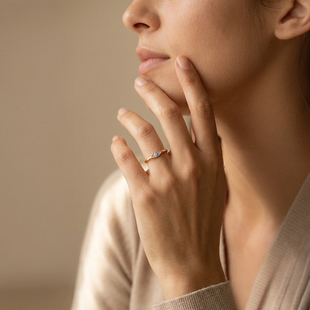 Göz Mineli Pırlanta Yüzük