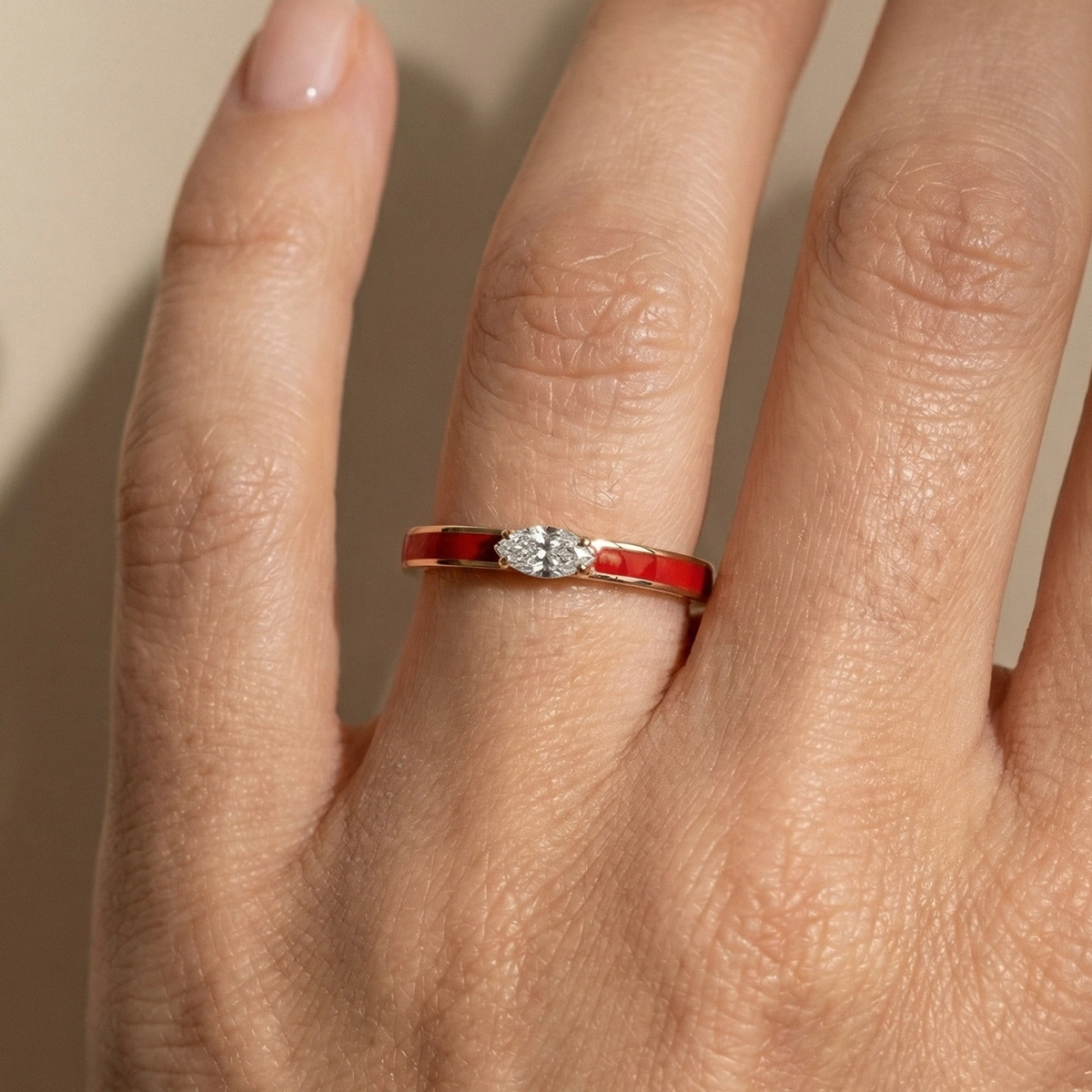 Candy Mineli Markiz Pırlanta Yüzük