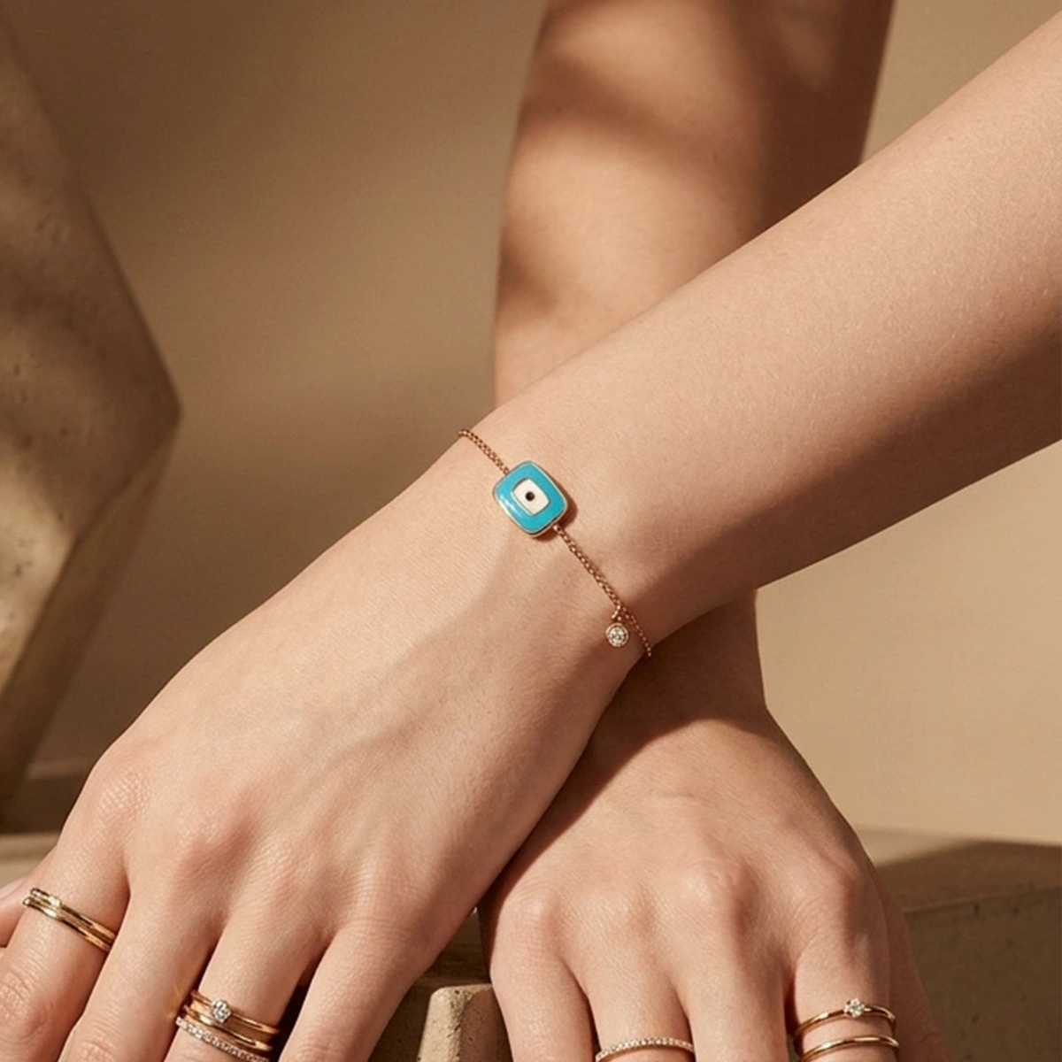 Nazar Mineli Pırlanta Bileklik