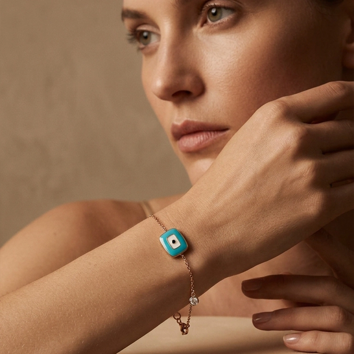 Nazar Mineli Pırlanta Bileklik