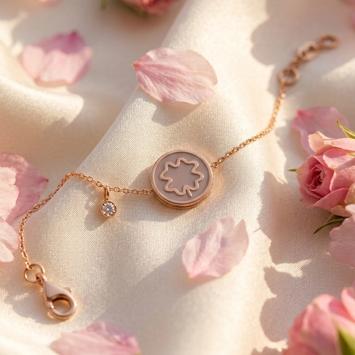 Sedef Mineli Yonca Pırlanta Bileklik