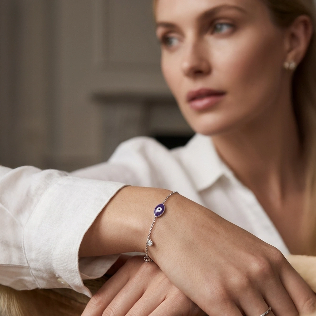 Nazar Eye Enamel Diamond Bracelet