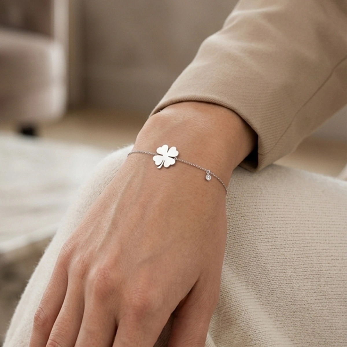 Four-Leaf Clover Diamond Bracelet